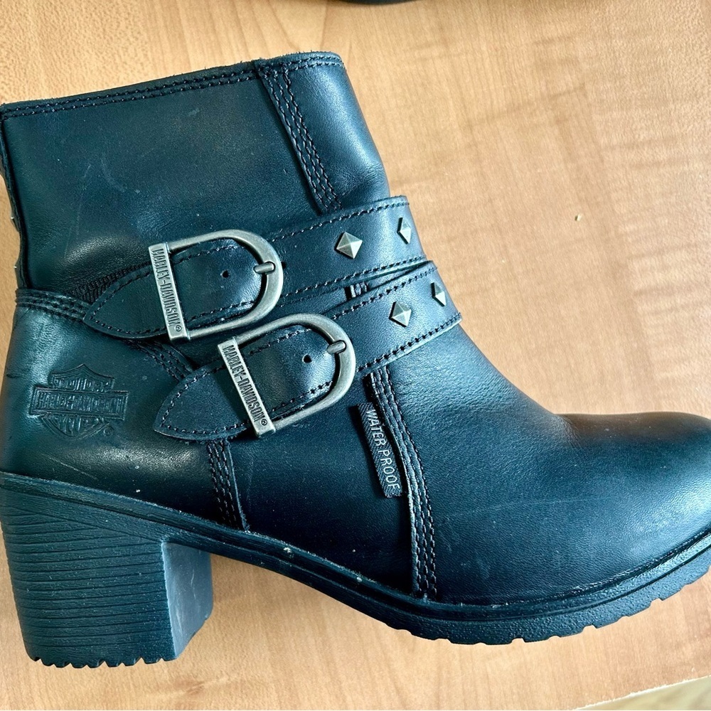 Harley Davidson motorcycle ankle boots wolverine Abney woman sz 9 leather shoes - Picture 5 of 10